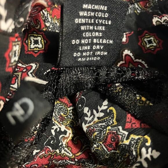 New Directions Women's 3X Spanish Goth Floral Boho Peasant Top Red Black Lace - Picture 5 of 8